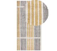 Beliani Tapis Jaune et Noir en Coton 80 x 150 cm à Rayures Rectangulaire Poil Ras Katra
