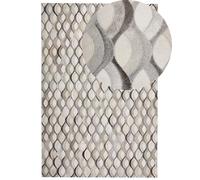 Beliani Tapis Patchwork 140 x 200 cm en Peau de Vache Beige et Marron Motif Écailles Accessoire Déco Parfait pour Intérieur Rustique et Rétro