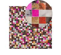Beliani Tapis Rectangulaire Multicolore en Cuir Patchwork pour Intérieur au Style Moderne 200 x 200 cm