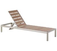 Beliani Transat de Jardin en Aluminium et Bois Composite Marron Dossier Réglable Nardo