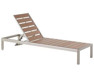 Beliani Transat de Jardin en Aluminium et Bois Composite Marron Dossier Réglable Nardo