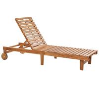 Beliani Transat de Jardin Inclinable et Pliable en Bois d'Acacia Clair Pietralunga