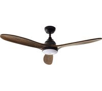 BELIANI Ventilateur de plafond en bois massif marron foncé Télécommande 5 vitesses Style rustique traditionnel Salon Chambre à coucher
