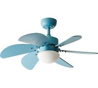 BELIANI Ventilateur de plafond en matière synthétique et contreplaqué bleu clair avec télécommande salon moderne scandinave
