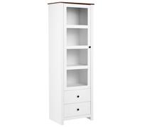 Beliani Vitrine Haute Cottage Rustique en MDF 60 cm Portes Vitrées et Tiroirs Blanche Pimba