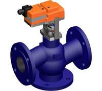 Belimo Vanne à Globe 3 Voies DN65 Bride Course de 18mm Kvs58 24VAC/DC 35s MP-Bus 0-10/2-10V 1000N IP54 H764R/NVC24A-MP-TPC