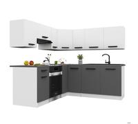 BELINI Cuisine Équipée Complète ITALIA 6 360 cm - Cuisine en L avec Meubles d'Angle - Blanc Mat/Gris