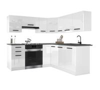 BELINI Cuisine Équipée Complète ITALIA 6 360 cm - Cuisine en L avec Meubles d'Angle - Blanc Très Brillant