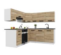 BELINI Cuisine Équipée Complète ITALIA 6 360 cm - Cuisine en L avec Meubles d'Angle - Chêne Sonoma