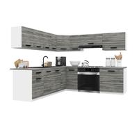 BELINI Cuisine Équipée Complète ITALIA 7 420 cm - Cuisine en L avec Meubles d'Angle - Gris Glamour