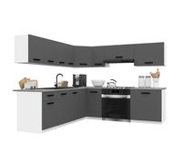 BELINI Cuisine Équipée Complète ITALIA 7 420 cm - Cuisine en L avec Meubles d'Angle - Gris Mat