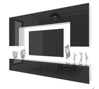 BELINI Unité Murale TV MILANO 2 300 cm - Noir Très Brillant - Ensemble Mural Salon Complet Suspendu - Système Sans Poignée