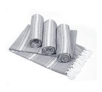 Belizzi Home Peshtemal Lot de 4 Serviettes de Plage Turques 100% Coton à Chevrons surdimensionnées, Douces et durables pour Adultes, 91,4 x 180,3 cm, Gris Anthracite