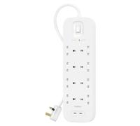 Belkin Multiprise USB avec Protection Contre Les surtensions à 8 Prises CA, Montage Mural, câble de 2 m, 2 Ports USB-C PD à Charge Rapide, LED d'état, 900 Joules de défense électrique