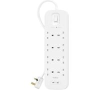 Belkin - multiprise fr (8 prises USB, montage mural, Cable de Stromversorgung de 2 m, indicateur LED vert, 2 ports USB-C, Fast Charge PD, protection jusqu'à 900 Joule)