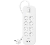 Rallonge Multiprise Parafoudre 8 Prises avec USB et USB-C 2 m Blanc