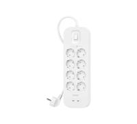 Belkin Multiprise USB avec Protection Contre Les surtensions à 8 Prises CA, Montage Mural, câble de 2 m, 2 Ports USB-C PD à Charge Rapide, LED d'état, 900 Joules de défense électrique