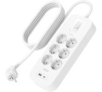 Connect - Protection contre les surtensions - avec ports USB-C et USB-A - connecteurs de sortie : 6 - 2 m cordon