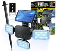 Bell+Howell ASON TV Projecteur solaire d'extérieur étanche 50 % plus lumineux 108 LED COB avec détecteur de mouvement pivotant à 180° Panneaux réglables pour jardin, pelouse et terrasse