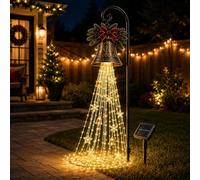 Bell Lampe solaire de jardin en cascade de Noël | Piquet de jardin solaire avec cloches et étoiles en cascade - LED blanc chaud. Étanchéité IP65 et facile à installer. Marche