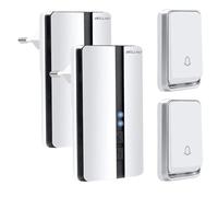 Sonnette sans fil, Set de sonnette sans fil 200m de portée, sonnette de porte d'entrée étanche avec 2 récepteurs plug-in et 2 émetteurs, Bell4U