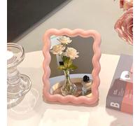 BellaBlend Kosmetikspiegel en Forme de Vague, Portable, Pliable, Mignon, Miroir de Maquillage de Voyage à Poser, Suspendre, 17 x 13 cm, décoration pour la Maison (Rose)