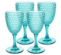 BELLAFORTE - Lot de 4 verres à vin en plastique Tritan incassable, 355 ml, Laguna Beach - Verres incassables pour l'intérieur et l'extérieur - Verres réutilisables (bleu)