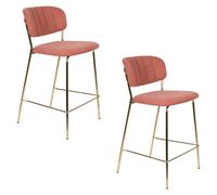 BELLAGIO - Lot de 2 tabourets de comptoir tissu rose Rose