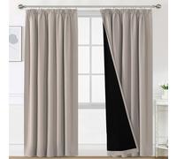 BellaHills 100% Rideaux Occultant 2 Panneaux Tenture,Double Rideaux Occultant et Thermique,pour Maison Salon et Chambre,140x260CM,Naturel