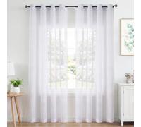 BellaHills Blanc Rideaux Voilage avec Oeillet 140x225cm Lot de 2 Chambre | Polyester,Transparent Légère Panneaux Voilage pour Salon Maison Salle à Manger Intérieurs,Design Moderne et Lumineux