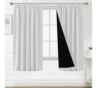 BellaHills Rideau Anti-Bruit Occultant 100% Opacité, Rideaux Occultant Thermique Isolant pour Salon Moderne et Cuisine,Blanc Grisé - Facile à Installe,140x175 cm,2 Panneaux