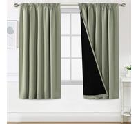 BellaHills Rideau Anti-Bruit Occultant 100% Opacité, Rideaux Occultant Thermique Isolant pour Salon Moderne et Cuisine,Vert Sauge - Facile à Installe,140x175 cm,2 Panneaux