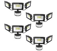 Bellanny Projecteur LED Détecteur de Movement - 100W 10000LM Ultra Lumineux 3 Tête Spot LED Extérieur, IP65 Etanche Éclairage de Sécurité Extérieur PIR pour Cour Porche Jardin Garage, 4 Pack