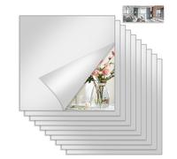 Bellanova 10 Films Miroir Adhésifs Acrylique 20 × 20 cm | Miroirs Muraux Carrés pour Murs et Portes d’Armoire, Installation Sans Perçage