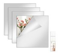 Bellanova 4 Films Miroir Adhésifs Acrylique 20 × 20 cm | Miroirs Muraux Carrés pour Murs et Portes d’Armoire, Installation Sans Perçage