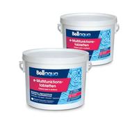 BELLAQUA Chlore Lent Multifonction Piscine 2 x 3kg Galet Traitement Complet | Galets 200g, 4 en 1, dissolution lente & action longue durée, 1 galet / 20-30 m³ par semaine, skimmer ou doseur flottant