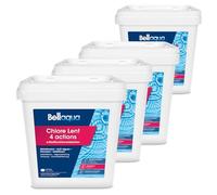 BELLAQUA Chlore Lent Multifonction Piscine 4 x 5kg Galet Traitement Complet | Galets 200g, 4 en 1, dissolution lente & action longue durée, 1 galet / 20-30 m³ par semaine, skimmer ou doseur flottant