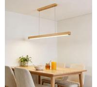 Bellastein Bois Lampe à suspension LED dimmable table à manger lampe à suspension, Lampe Suspendue Réglable Avec Télécommande pour Salle à Manger,Cuisine de Bureau Salon Chambre (Bois, 120cm)