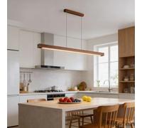 Bellastein Bois Lampe à suspension LED dimmable table à manger lampe à suspension, Lampe Suspendue Réglable Avec Télécommande pour Salle à Manger,Cuisine de Bureau Salon Chambre (Bois-1, 100cm)