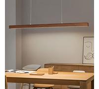 Bellastein LED suspension en bois moderne dimmable Design linéaire lampe suspendue avec télécommande table à manger suspension hauteur réglable salle à manger suspension (färg valnöt, L100cm)
