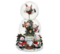 Belle double boule à neige XXL avec bonshommes de neige et musique, dimensions approx. 20,5 x 12,5 cm/ Ø 6,0 - 10 cm