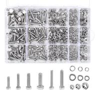 Belle Vous Assortiment Vis,Écrous et Rondelles (510 Pièces) - Kit Visserie de Boulons Hexagonaux à Tête Plate en Acier Inoxydable