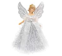 Belle Vous Cimier de sapin de Noël - 20,5 x 8,2 cm - Ange argenté - Pendentif fée pour décorations de sapin de Noël, décorations de sapin de Noël et décoration d'intérieur festive