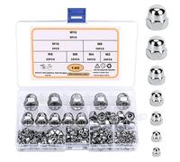 Belle Vous Ecrou Borgne Inox (Lot de 140) - M3, M4, M5, M6, M8, M10 & M12 - Assortiment d’Écrou Borgne avec Boîte de Rangement, Utilisation Intérieure et Extérieure