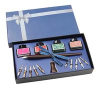 BELLE VOUS Kit de Calligraphie avec Stylo Plumes, Support, Bouteilles d’Encres et Plumes (16 Pièces) - Stylo Plume Calligraphie - Idéale pour Débutants et Adultes