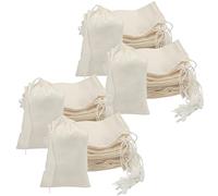 BELLE VOUS Lot de 100 sacs en coton naturel avec cordon de serrage - Petits sacs en tissu - 10 x 15 cm - Réutilisables - À peindre - Pour mariage, fête et bricolage