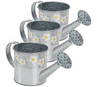Belle Vous Lot de 3 Arrosoir Decoratif en Métal Argenté - Arrosoir Metal Galvanisé Vintage de 550 ML avec Poignée et Bec Verseur - pour Plantes Intérieur/Extérieur - Maison et Jardin