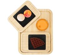 Belle Vous Lot de 3X Plateau Bambou - 2 Petits & 1 Grand Plateau Bois - Plateau de Service Bois de Bambou pour Buffets, Boissons, Petit Déjeuner/Dîner & Plus - Plats et Plateaux Ecologiques