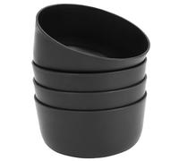 BELLE VOUS Lot de 4 Petits Bols en Plastique Noir Réutilisables - Bol Cereales 1L - Incassables, Sans BPA - Bols Dejeuner Légers pour Soupe, Pâtes & Salade - Compatibles Micro-Ondes & Lave-Vaisselle