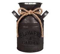 Belle Vous Vase Vintage à Fleurs en Métal - 11,3 x 19 cm - Pot à Lait Shabby Vintage Chic Galvanisé - Pot Lait Zinc Décoratif pour Décoration de Maison/Mariage et Plantes